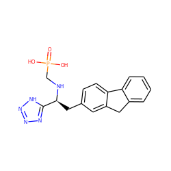 O=P(O)(O)CN[C@@H](Cc1ccc2c(c1)Cc1ccccc1-2)c1nnn[nH]1 ZINC000013804998