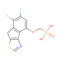 O=P(O)(O)COc1cc(F)c(F)c2c1-c1ncsc1C2 ZINC000045351292