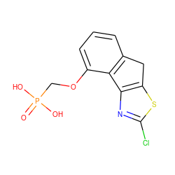 O=P(O)(O)COc1cccc2c1-c1nc(Cl)sc1C2 ZINC000045364310