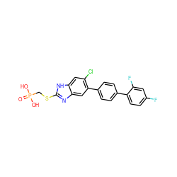 O=P(O)(O)CSc1nc2cc(-c3ccc(-c4ccc(F)cc4F)cc3)c(Cl)cc2[nH]1 ZINC000299870958