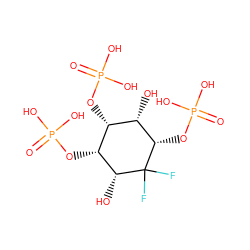 O=P(O)(O)O[C@@H]1[C@H](OP(=O)(O)O)[C@H](O)[C@H](OP(=O)(O)O)C(F)(F)[C@@H]1O ZINC000142499234