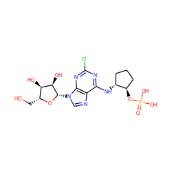 O=P(O)(O)O[C@@H]1CCC[C@H]1Nc1nc(Cl)nc2c1ncn2[C@@H]1O[C@H](CO)[C@@H](O)[C@H]1O ZINC000095553119