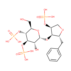 O=P(O)(O)O[C@H]1CO[C@H](Cc2ccccc2)[C@H]1O[C@H]1O[C@H](CO)[C@@H](OP(=O)(O)O)[C@H](OP(=O)(O)O)[C@H]1O ZINC000038147847
