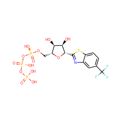 O=P(O)(O)O[P@](=O)(O)O[P@](=O)(O)OC[C@H]1O[C@@H](c2nc3cc(C(F)(F)F)ccc3s2)[C@H](O)[C@@H]1O ZINC000044086673