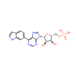 O=P(O)(O)OC[C@H]1O[C@@H](n2cnc3c(-c4ccc5cc[nH]c5c4)ncnc32)[C@H](O)[C@@H]1O ZINC000299828776