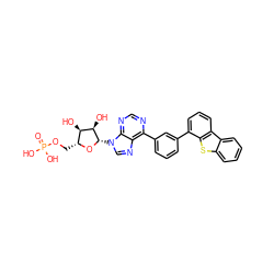 O=P(O)(O)OC[C@H]1O[C@@H](n2cnc3c(-c4cccc(-c5cccc6c5sc5ccccc56)c4)ncnc32)[C@H](O)[C@@H]1O ZINC000299837732