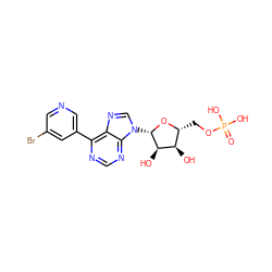 O=P(O)(O)OC[C@H]1O[C@@H](n2cnc3c(-c4cncc(Br)c4)ncnc32)[C@H](O)[C@@H]1O ZINC000299824710