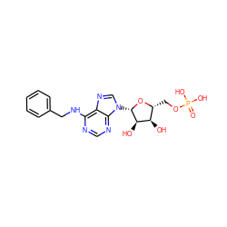 O=P(O)(O)OC[C@H]1O[C@@H](n2cnc3c(NCc4ccccc4)ncnc32)[C@H](O)[C@@H]1O ZINC000002097407