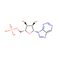 O=P(O)(O)OC[C@H]1O[C@@H](n2cnc3cncnc32)[C@H](O)[C@@H]1O ZINC000015614364