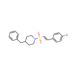 O=S(=O)(/C=C/c1ccc(Br)cc1)N1CCC(Cc2ccccc2)CC1 ZINC000096271767