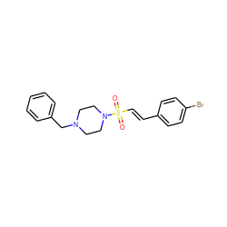 O=S(=O)(/C=C/c1ccc(Br)cc1)N1CCN(Cc2ccccc2)CC1 ZINC000096271768