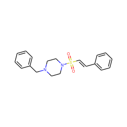 O=S(=O)(/C=C/c1ccccc1)N1CCN(Cc2ccccc2)CC1 ZINC000020024150