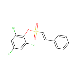 O=S(=O)(/C=C/c1ccccc1)Oc1c(Cl)cc(Cl)cc1Cl ZINC000001882025