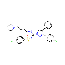 O=S(=O)(/N=C(\NCCCCN1CCCC1)N1C[C@@H](c2ccccc2)C(c2ccc(Cl)cc2)=N1)c1ccc(Cl)cc1 ZINC000049708713