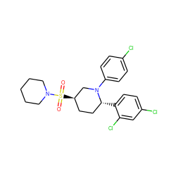 O=S(=O)([C@@H]1CC[C@@H](c2ccc(Cl)cc2Cl)N(c2ccc(Cl)cc2)C1)N1CCCCC1 ZINC000045336818