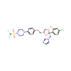 O=S(=O)(C(F)F)N1CCN(c2ccc(OC[C@@H]3CO[C@@](Cn4ccnc4)(c4ccc(Cl)cc4Cl)O3)cc2)CC1 ZINC000212354781