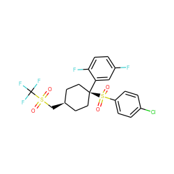 O=S(=O)(C[C@H]1CC[C@@](c2cc(F)ccc2F)(S(=O)(=O)c2ccc(Cl)cc2)CC1)C(F)(F)F ZINC000100419988