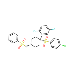 O=S(=O)(C[C@H]1CC[C@@](c2cc(F)ccc2F)(S(=O)(=O)c2ccc(Cl)cc2)CC1)c1ccccc1 ZINC000100419994