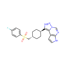 O=S(=O)(C[C@H]1CC[C@H](c2nnn3cnc4[nH]ccc4c23)CC1)c1ccc(F)cc1 ZINC001772583241