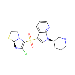 O=S(=O)(C1=C(Cl)N[C@H]2SC=CN12)c1cn([C@@H]2CCCNC2)c2ncccc12 ZINC000055646904