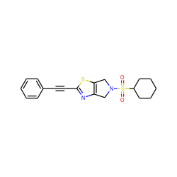 O=S(=O)(C1CCCCC1)N1Cc2nc(C#Cc3ccccc3)sc2C1 ZINC000096273024