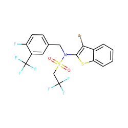 O=S(=O)(CC(F)(F)F)N(Cc1ccc(F)c(C(F)(F)F)c1)c1sc2ccccc2c1Br ZINC000115232639