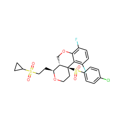 O=S(=O)(CC[C@@H]1OCC[C@@]2(S(=O)(=O)c3ccc(Cl)cc3)c3c(F)ccc(F)c3OC[C@@H]12)C1CC1 ZINC000095597289