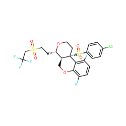 O=S(=O)(CC[C@@H]1OCC[C@@]2(S(=O)(=O)c3ccc(Cl)cc3)c3c(F)ccc(F)c3OC[C@@H]12)CC(F)(F)F ZINC000095596484