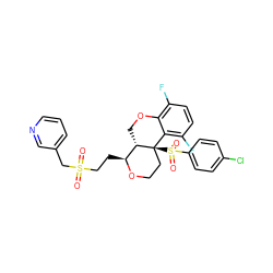 O=S(=O)(CC[C@@H]1OCC[C@@]2(S(=O)(=O)c3ccc(Cl)cc3)c3c(F)ccc(F)c3OC[C@@H]12)Cc1cccnc1 ZINC000206592083