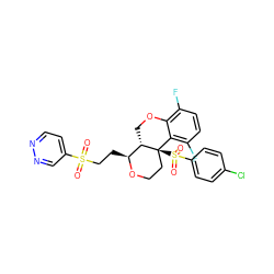 O=S(=O)(CC[C@@H]1OCC[C@@]2(S(=O)(=O)c3ccc(Cl)cc3)c3c(F)ccc(F)c3OC[C@@H]12)c1ccnnc1 ZINC000206598271