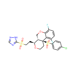 O=S(=O)(CC[C@@H]1OCC[C@@]2(S(=O)(=O)c3ccc(Cl)cc3)c3c(F)ccc(F)c3OC[C@@H]12)c1ncn[nH]1 ZINC000095596265