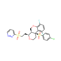 O=S(=O)(CC[C@@H]1OCC[C@@]2(S(=O)(=O)c3ccc(Cl)cc3)c3c(F)ccc(F)c3OC[C@H]12)c1cccnn1 ZINC000148587175