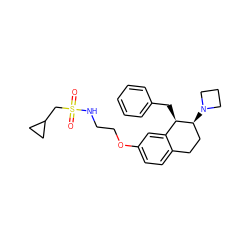 O=S(=O)(CC1CC1)NCCOc1ccc2c(c1)[C@@H](Cc1ccccc1)[C@@H](N1CCC1)CC2 ZINC000088260784