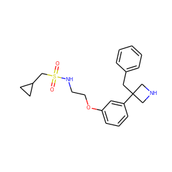 O=S(=O)(CC1CC1)NCCOc1cccc(C2(Cc3ccccc3)CNC2)c1 ZINC000114240364