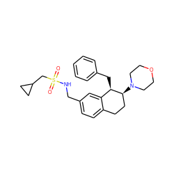 O=S(=O)(CC1CC1)NCc1ccc2c(c1)[C@@H](Cc1ccccc1)[C@@H](N1CCOCC1)CC2 ZINC000088261043