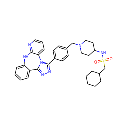 O=S(=O)(CC1CCCCC1)NC1CCN(Cc2ccc(-c3nnc4n3-c3cccnc3Nc3ccccc3-4)cc2)CC1 ZINC000096174081