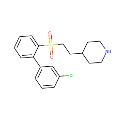 O=S(=O)(CCC1CCNCC1)c1ccccc1-c1cccc(Cl)c1 ZINC000049110319