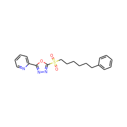 O=S(=O)(CCCCCCc1ccccc1)c1nnc(-c2ccccn2)o1 ZINC000028348730