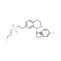 O=S(=O)(CCCF)NCc1ccc2c(c1)[C@@H](C1(c3ccc(Cl)cc3)CCC1)NCC2 ZINC000114977327