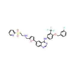 O=S(=O)(CCNCc1ccc(-c2ccc3ncnc(Nc4ccc(OCc5cccc(F)c5)c(C(F)(F)F)c4)c3c2)o1)c1ccccn1 ZINC000034800123