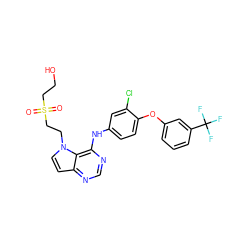 O=S(=O)(CCO)CCn1ccc2ncnc(Nc3ccc(Oc4cccc(C(F)(F)F)c4)c(Cl)c3)c21 ZINC000073168739