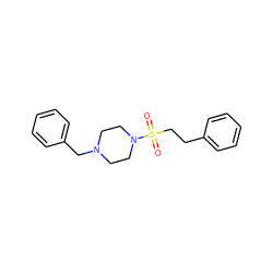 O=S(=O)(CCc1ccccc1)N1CCN(Cc2ccccc2)CC1 ZINC000048009757