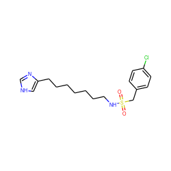 O=S(=O)(Cc1ccc(Cl)cc1)NCCCCCCCc1c[nH]cn1 ZINC000026834435