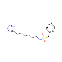 O=S(=O)(Cc1ccc(Cl)cc1)NCCCCCCc1c[nH]cn1 ZINC000026834450