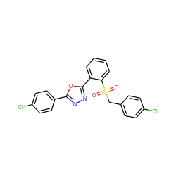 O=S(=O)(Cc1ccc(Cl)cc1)c1ccccc1-c1nnc(-c2ccc(Cl)cc2)o1 ZINC000008666765