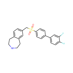 O=S(=O)(Cc1ccc2c(c1)CCNCC2)c1ccc(-c2ccc(F)c(F)c2)cc1 ZINC000049792592