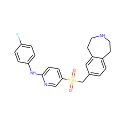 O=S(=O)(Cc1ccc2c(c1)CCNCC2)c1ccc(Nc2ccc(F)cc2)nc1 ZINC000049785376