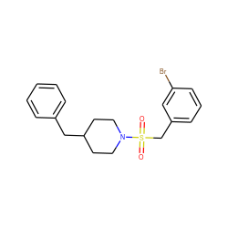 O=S(=O)(Cc1cccc(Br)c1)N1CCC(Cc2ccccc2)CC1 ZINC000096271763