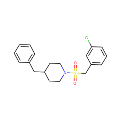 O=S(=O)(Cc1cccc(Cl)c1)N1CCC(Cc2ccccc2)CC1 ZINC000096271762