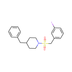 O=S(=O)(Cc1cccc(I)c1)N1CCC(Cc2ccccc2)CC1 ZINC000096271764